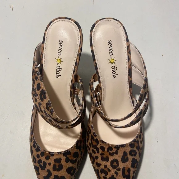 Seven dials tan/black animal print slides with 2.2” heel size 6 NWT - Picture 6 of 6